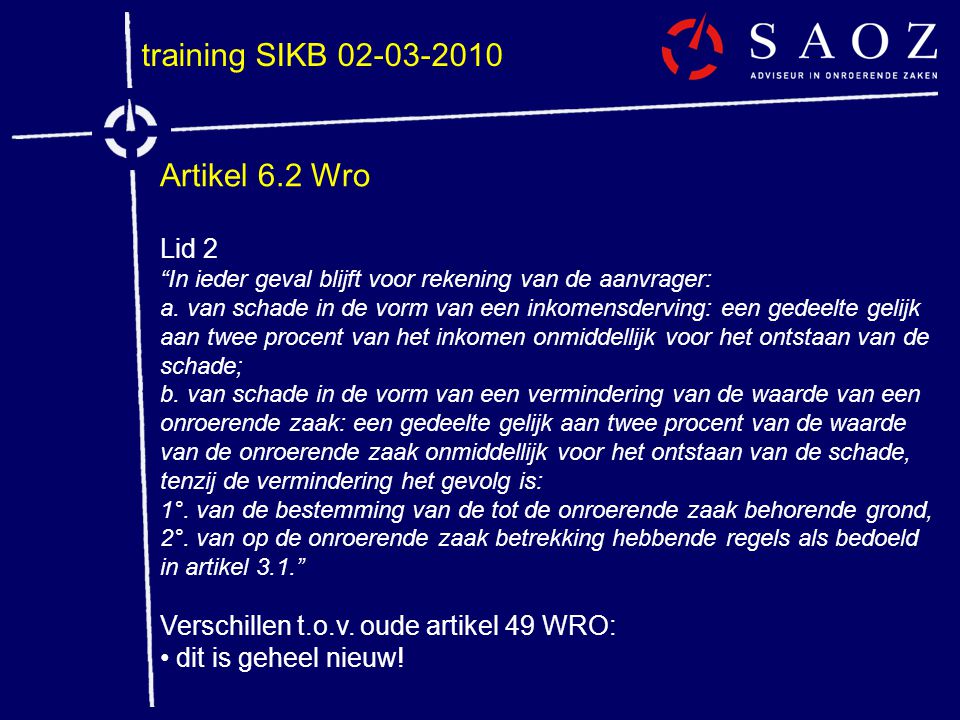 training SIKB Artikel 6.2 Wro Lid 2