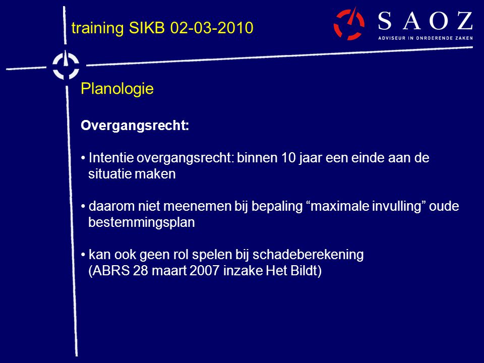 training SIKB Planologie Overgangsrecht: