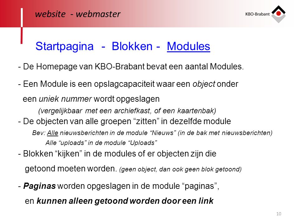 Startpagina - Blokken - Modules