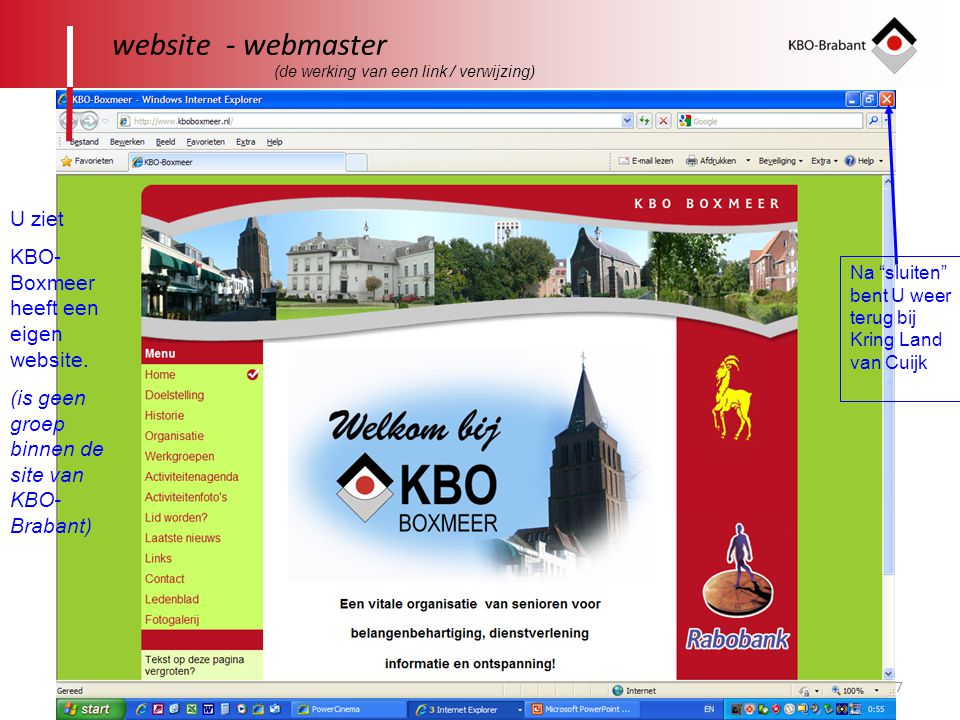 website - webmaster U ziet KBO-Boxmeer heeft een eigen website.