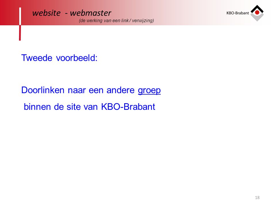 Doorlinken naar een andere groep binnen de site van KBO-Brabant