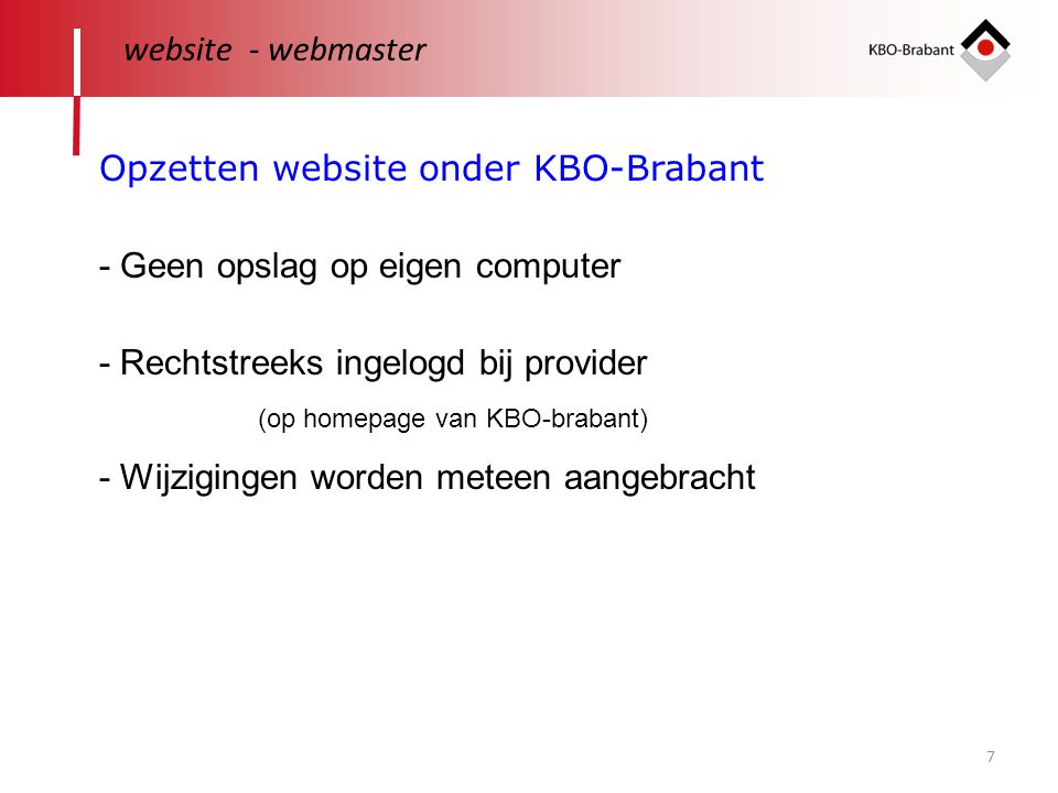 Opzetten website onder KBO-Brabant