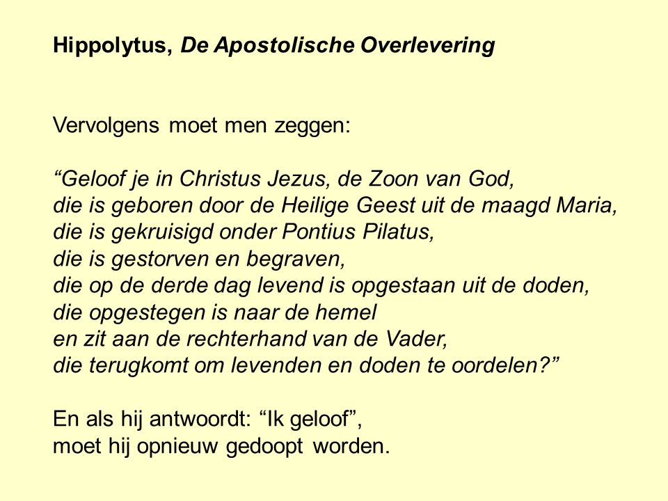 Hippolytus, De Apostolische Overlevering