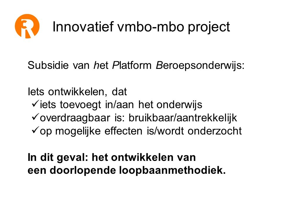 Innovatief vmbo-mbo project