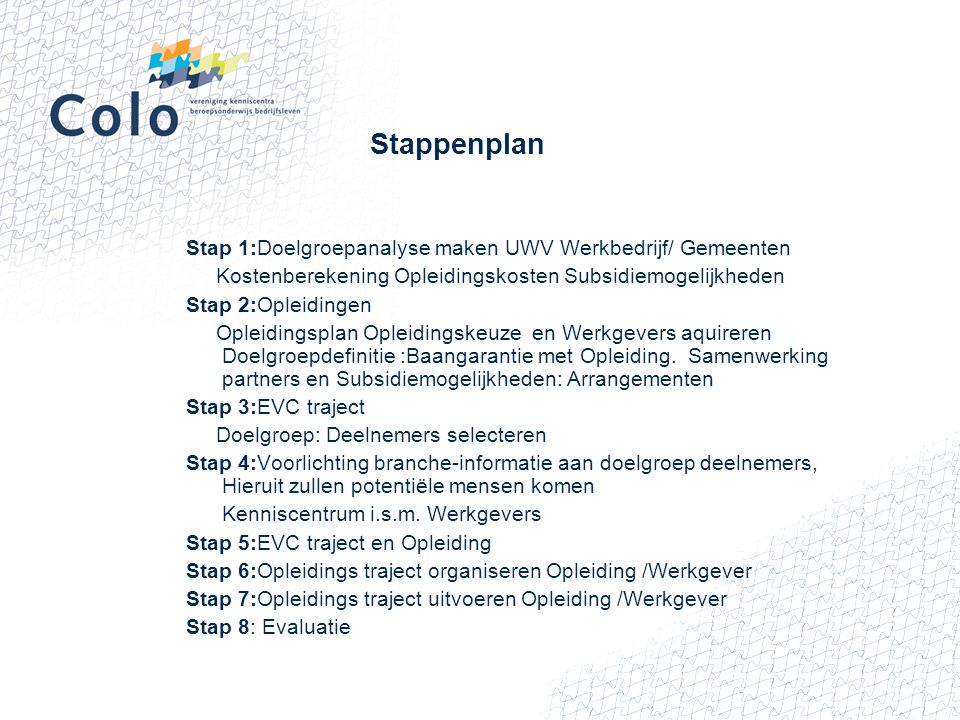 Stappenplan Stap 1:Doelgroepanalyse maken UWV Werkbedrijf/ Gemeenten