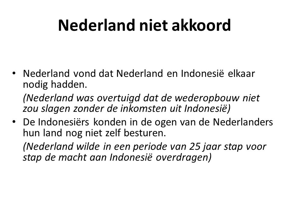 Nederland niet akkoord