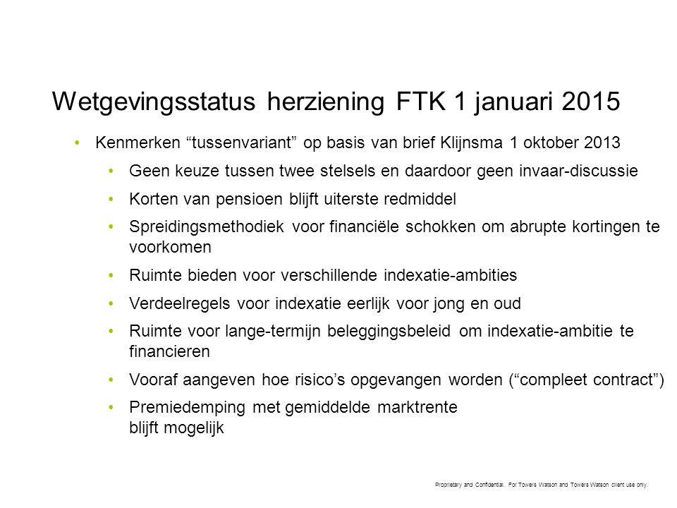 Wetgevingsstatus herziening FTK 1 januari 2015