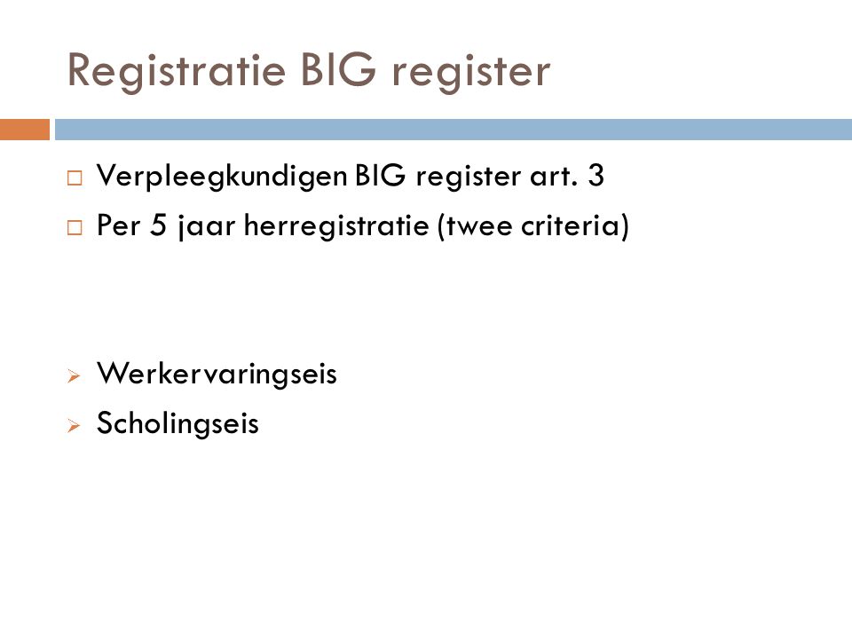 Registratie BIG register