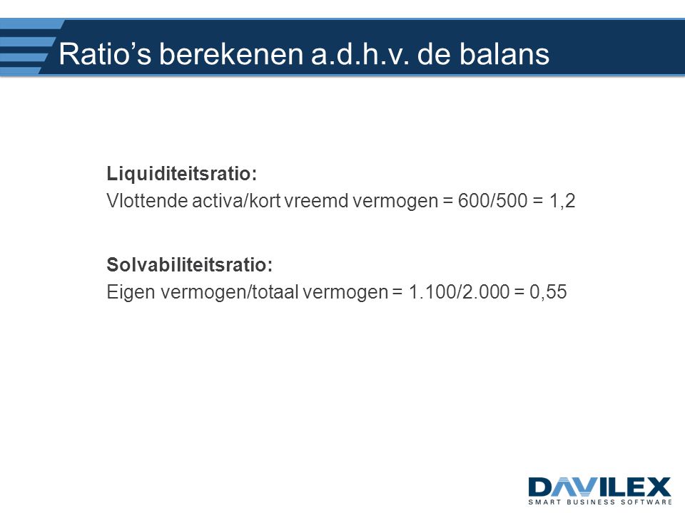 Ratio’s berekenen a.d.h.v. de balans