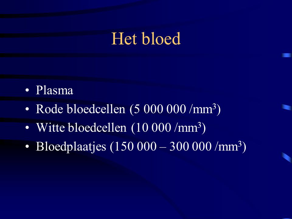 Het bloed Plasma Rode bloedcellen ( /mm3)
