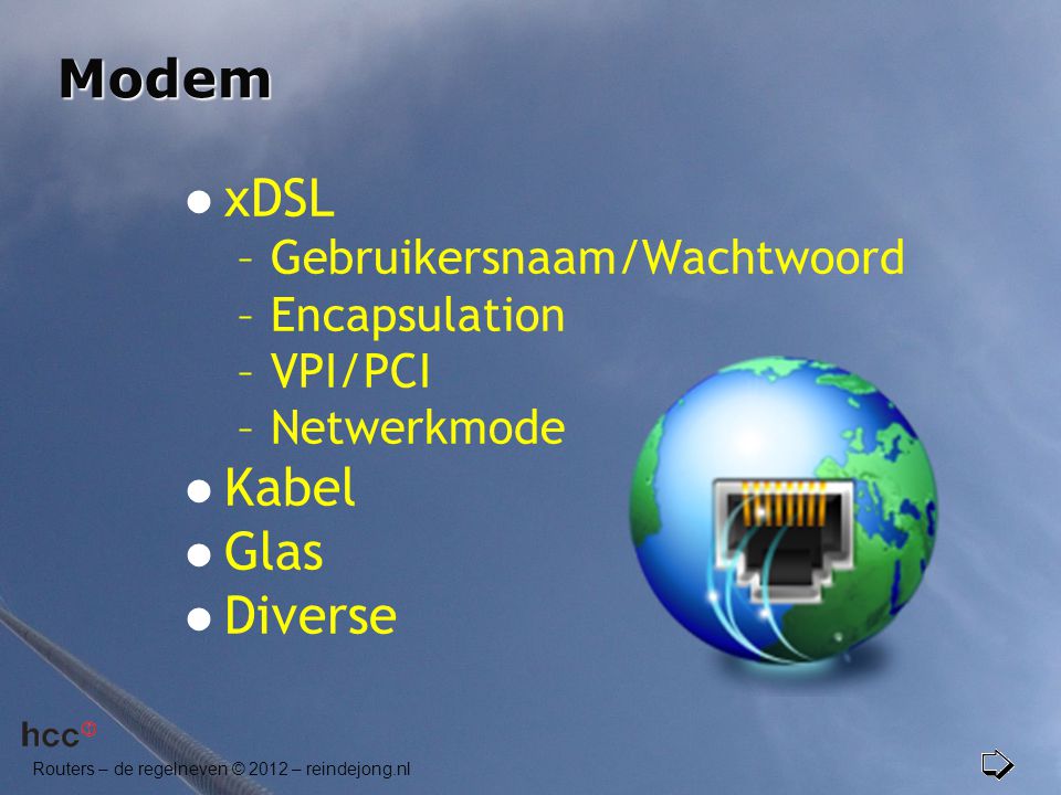 Modem xDSL Kabel Glas Diverse Gebruikersnaam/Wachtwoord Encapsulation