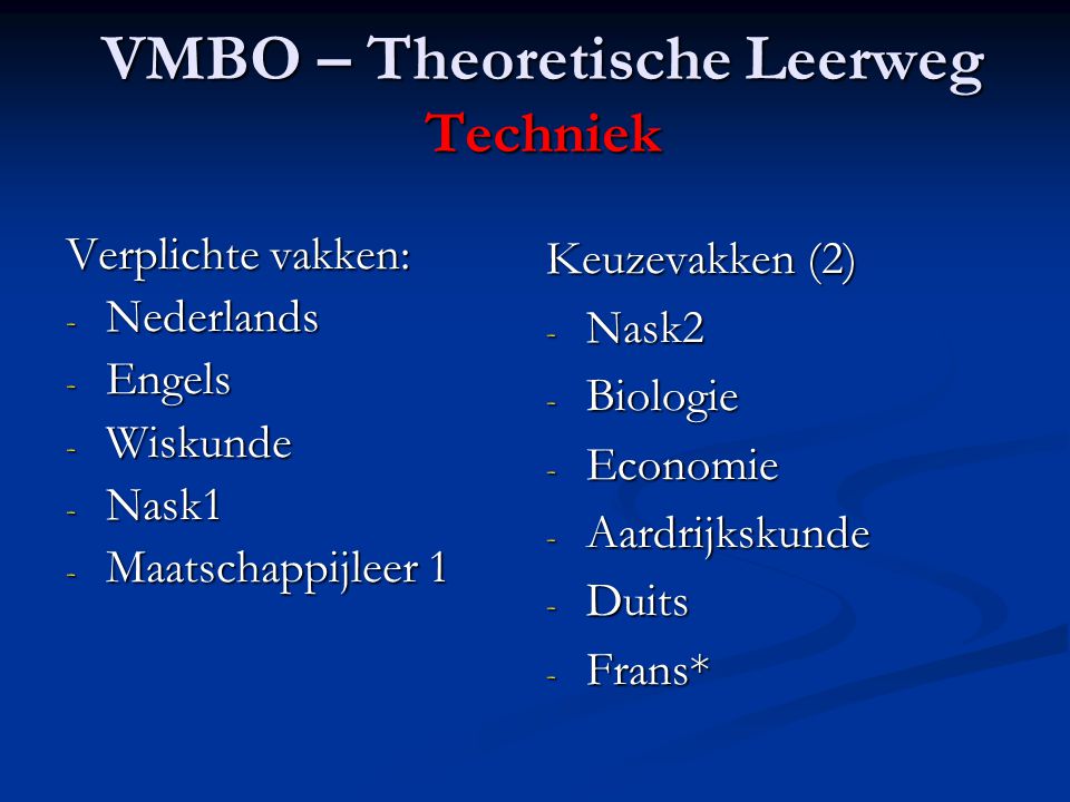 VMBO – Theoretische Leerweg Techniek