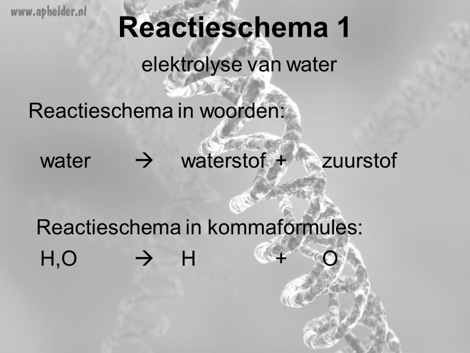 Reactieschema 1 elektrolyse van water