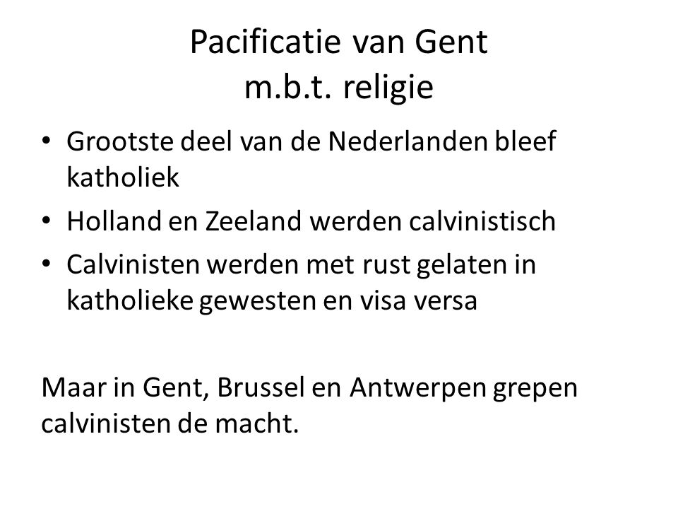 Pacificatie van Gent m.b.t. religie