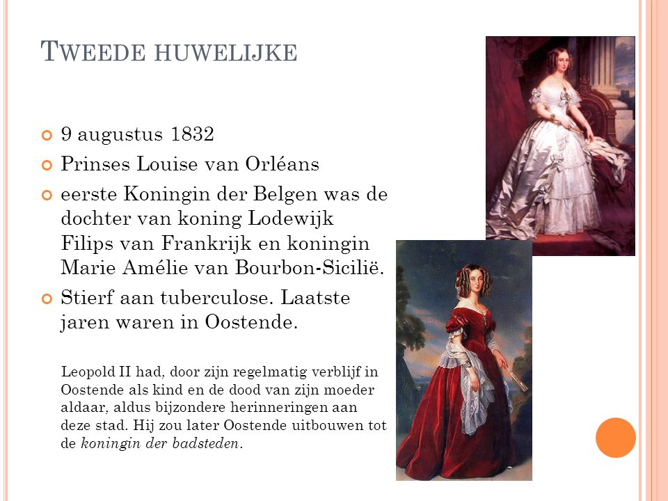 Tweede huwelijke 9 augustus 1832 Prinses Louise van Orléans