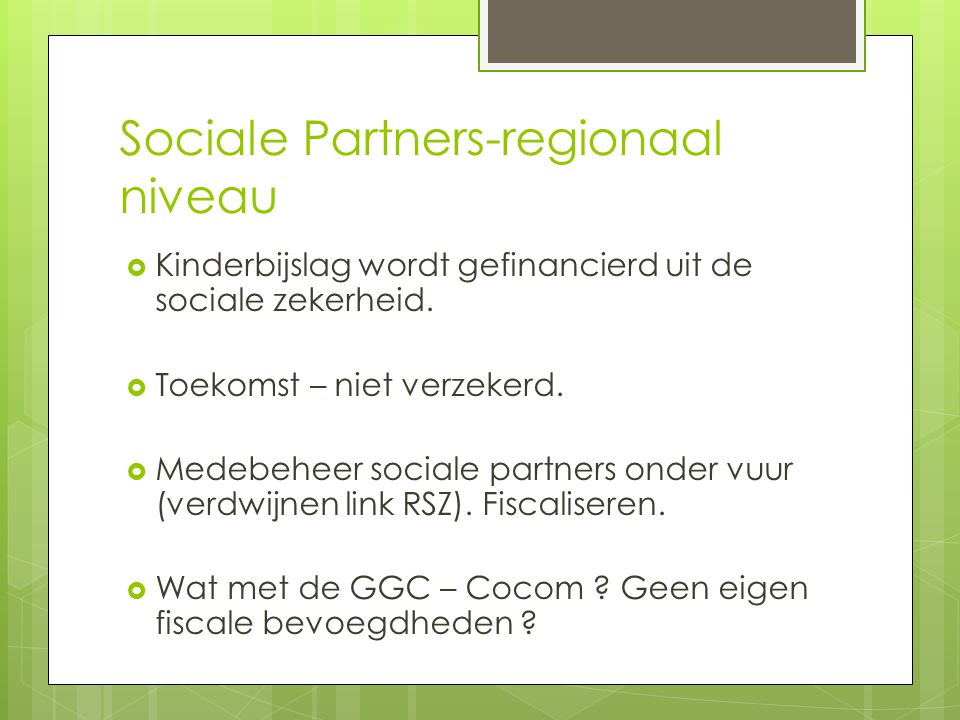 Sociale Partners-regionaal niveau