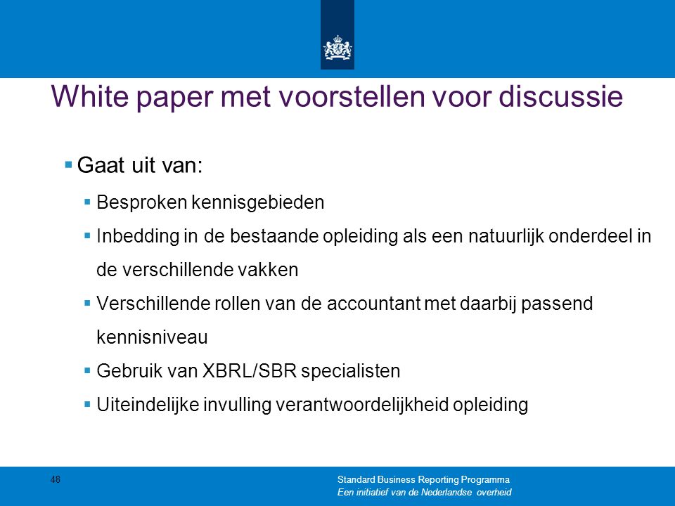 White paper met voorstellen voor discussie