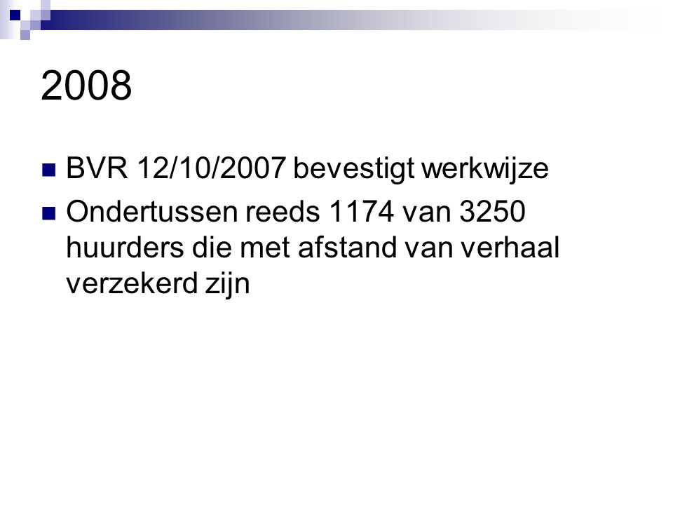 2008 BVR 12/10/2007 bevestigt werkwijze