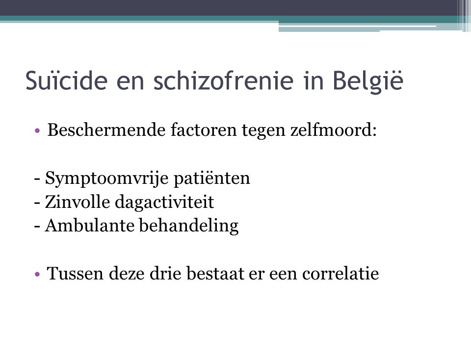 Suïcide en schizofrenie in België