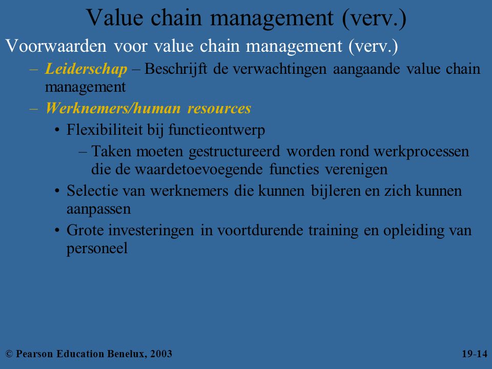 Value chain management (verv.)