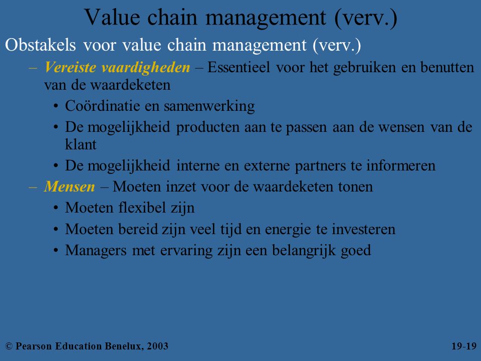 Value chain management (verv.)