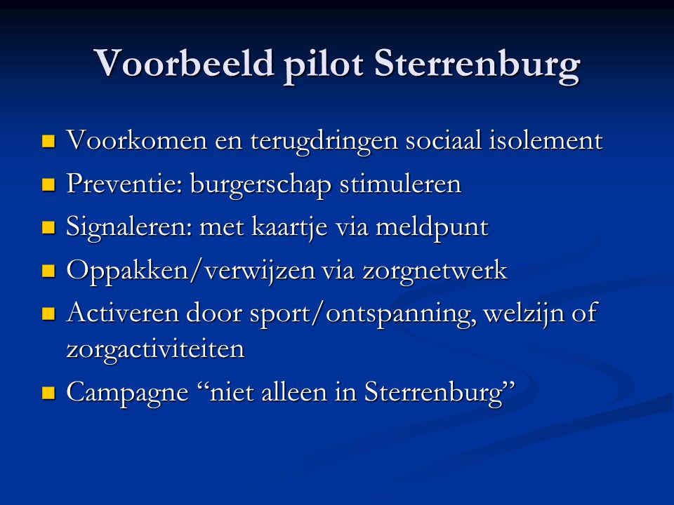 Voorbeeld pilot Sterrenburg