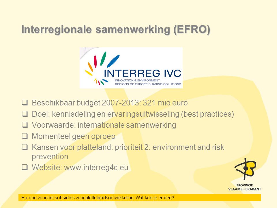 Interregionale samenwerking (EFRO)