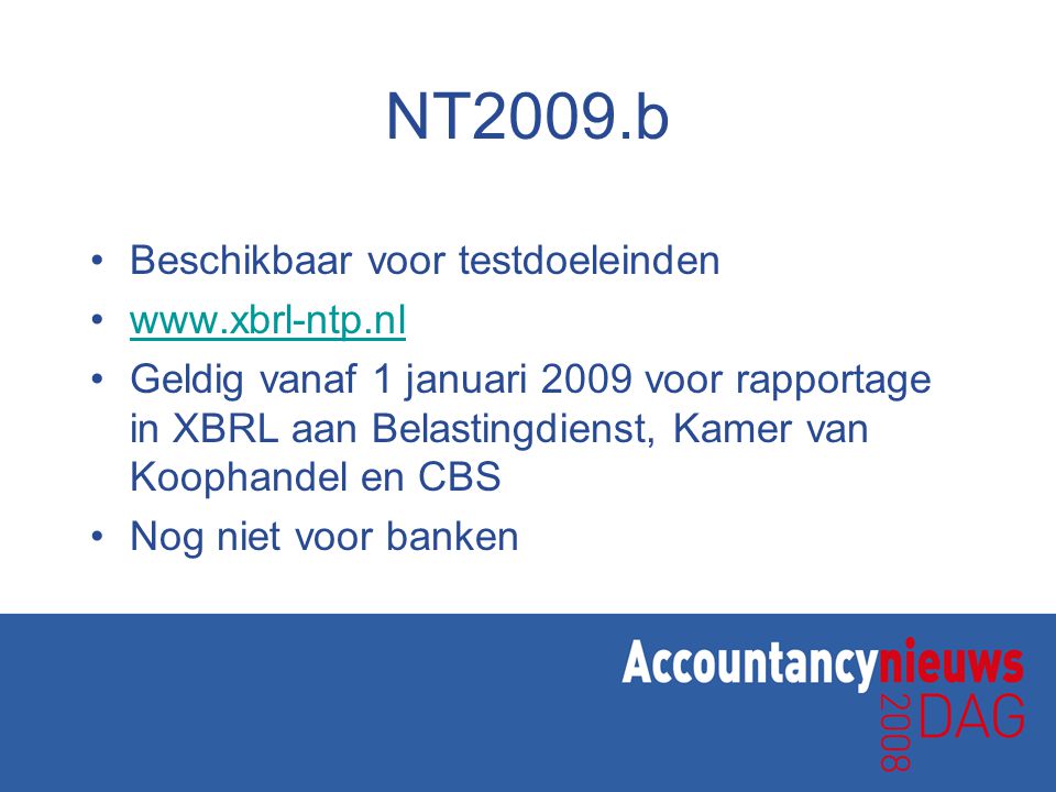 NT2009.b Beschikbaar voor testdoeleinden