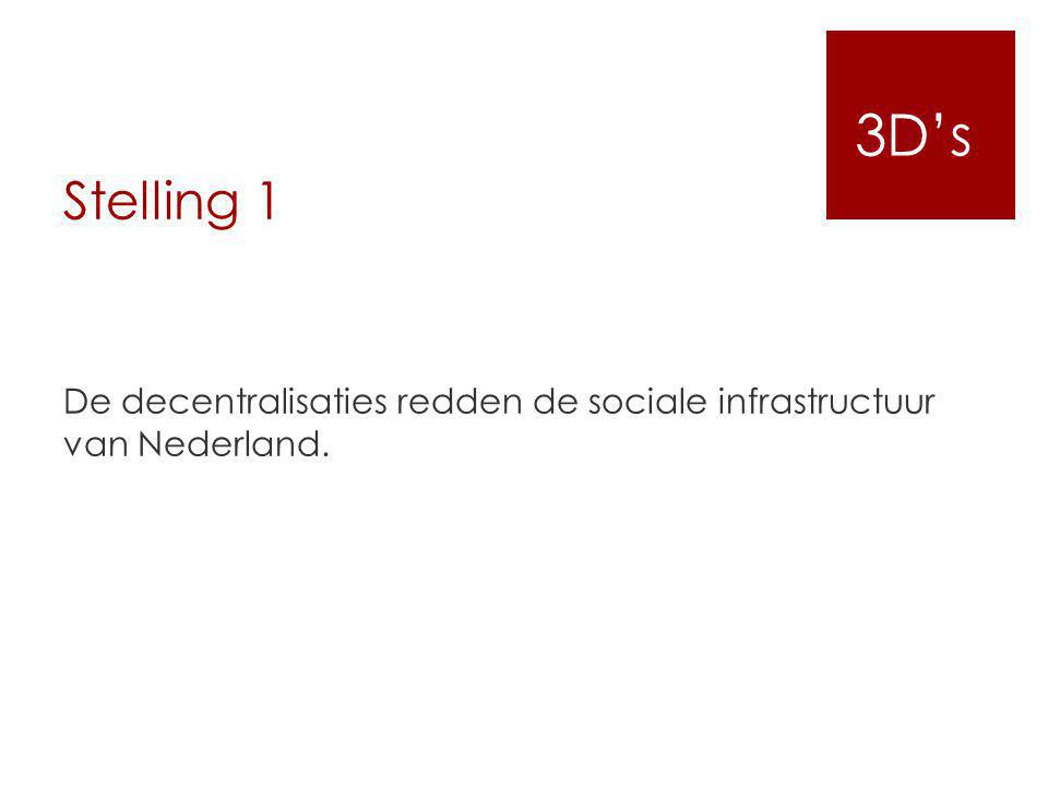 3D’s Stelling 1. De decentralisaties redden de sociale infrastructuur van Nederland.