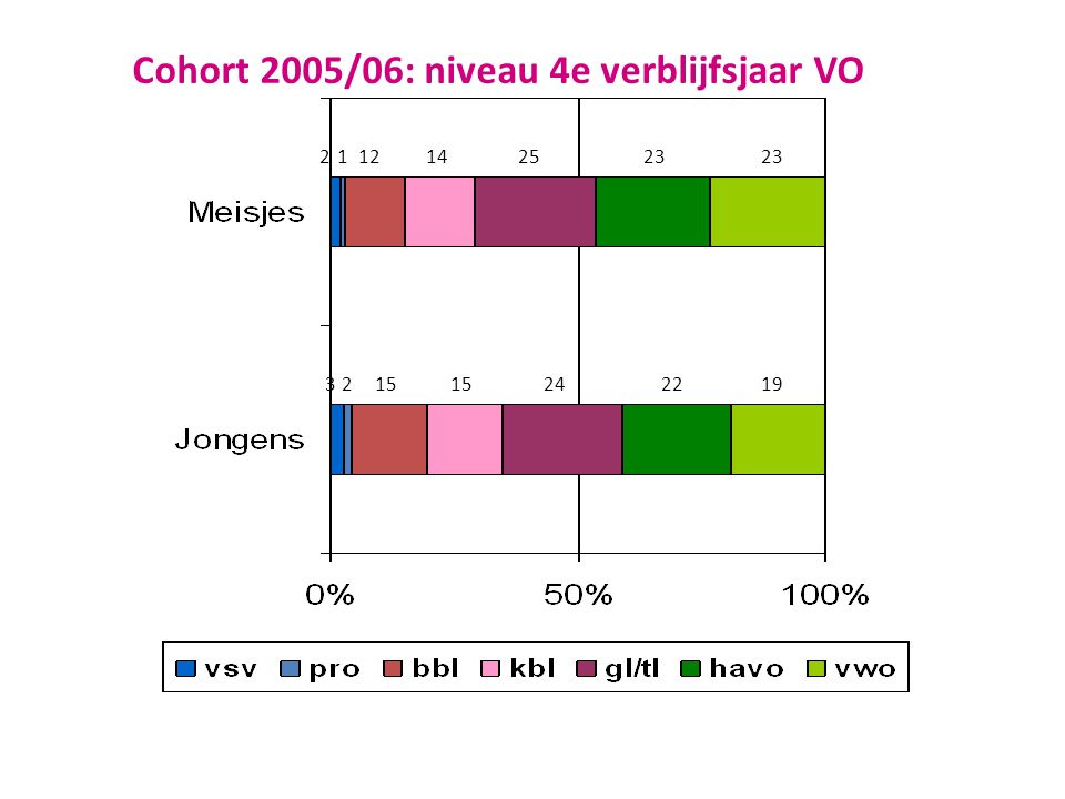 Cohort 2005/06: niveau 4e verblijfsjaar VO