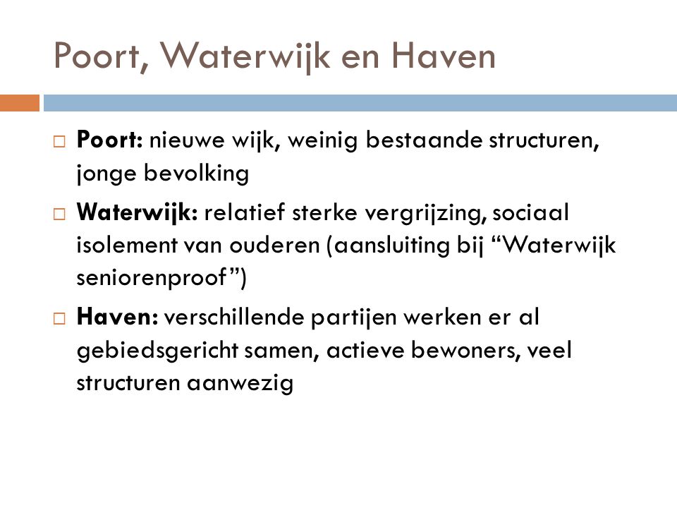 Poort, Waterwijk en Haven