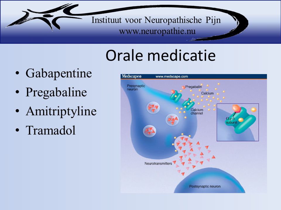 Orale medicatie Gabapentine Pregabaline Amitriptyline Tramadol
