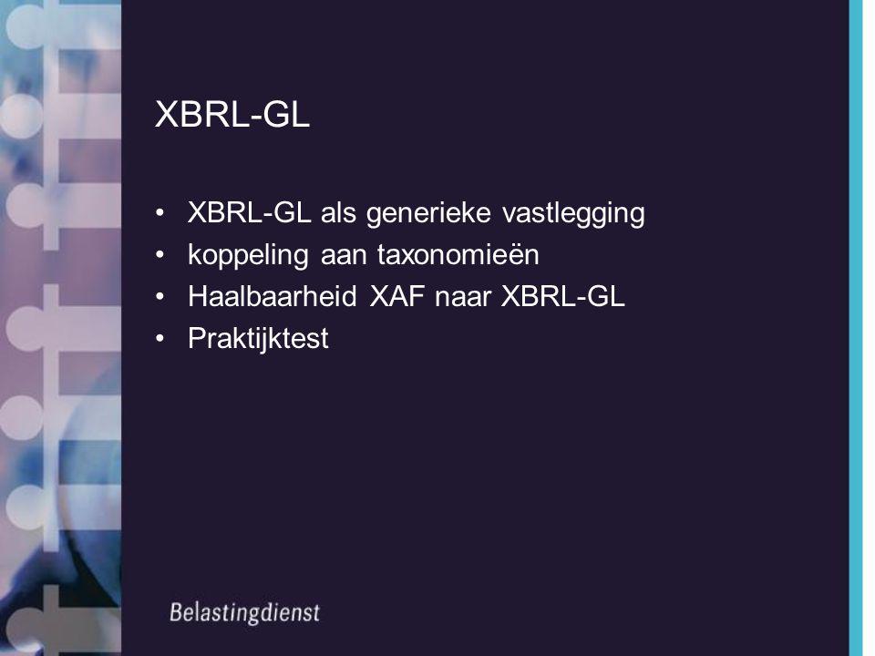 XBRL-GL XBRL-GL als generieke vastlegging koppeling aan taxonomieën