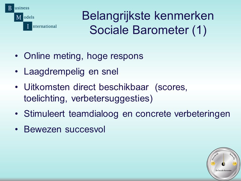 Belangrijkste kenmerken Sociale Barometer (1)