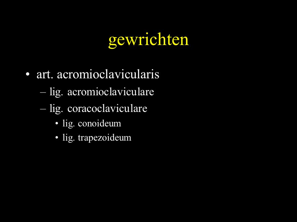 gewrichten art. acromioclavicularis lig. acromioclaviculare