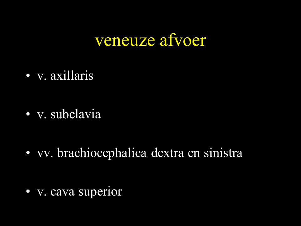 veneuze afvoer v. axillaris v. subclavia