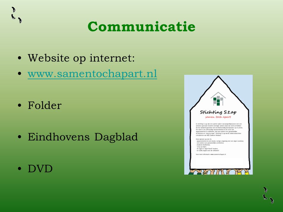 Communicatie Website op internet:   Folder