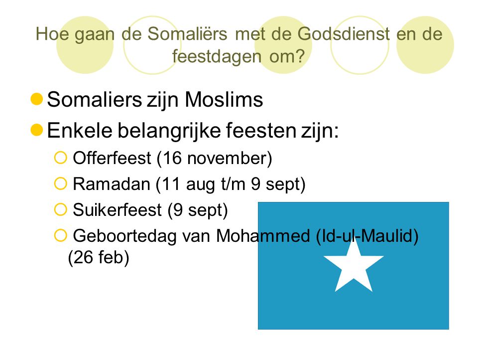 Hoe gaan de Somaliërs met de Godsdienst en de feestdagen om