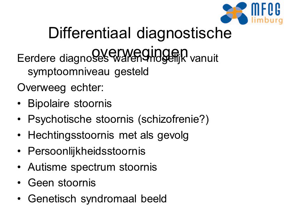 Differentiaal diagnostische overwegingen