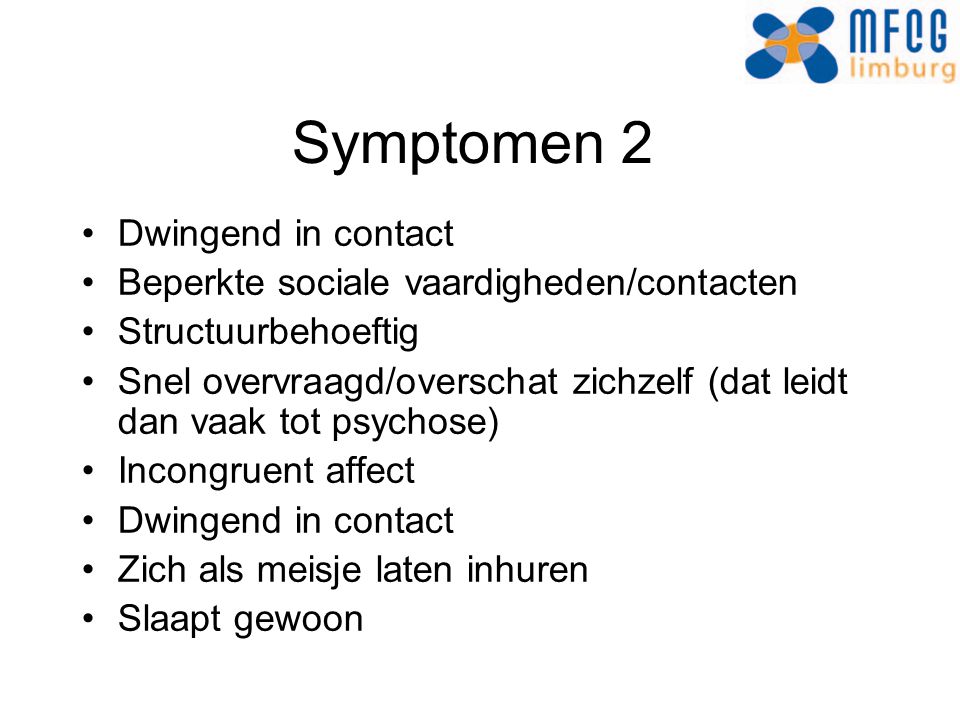 Symptomen 2 Dwingend in contact