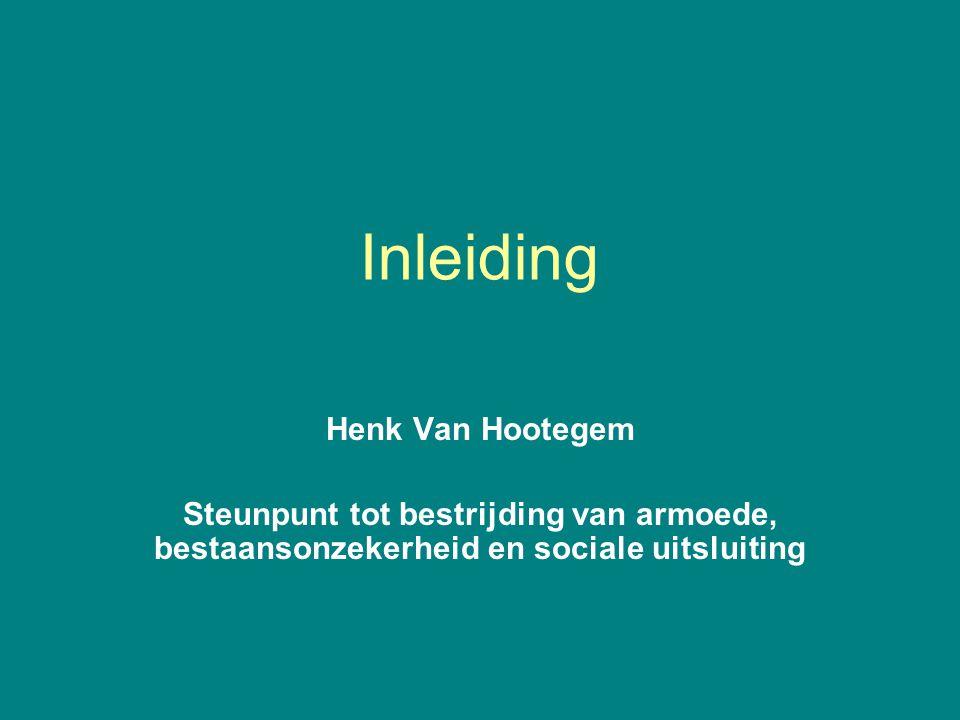 Inleiding Henk Van Hootegem