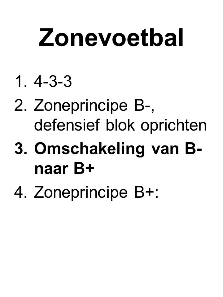 Zonevoetbal Zoneprincipe B-, defensief blok oprichten
