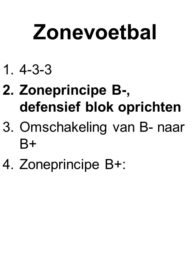 Zonevoetbal Zoneprincipe B-, defensief blok oprichten
