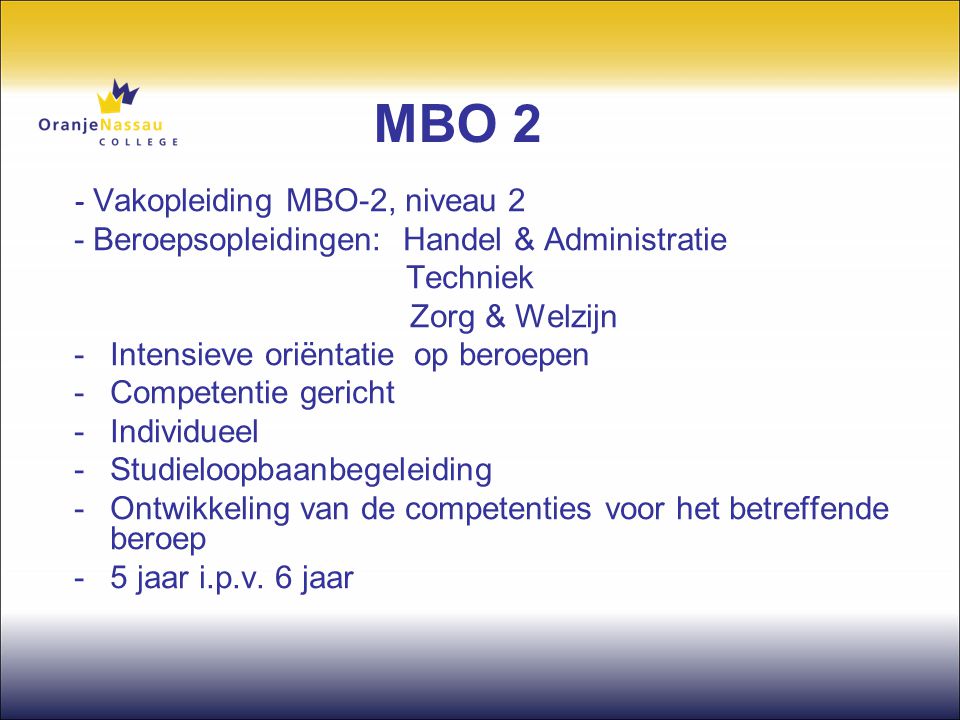 MBO 2 - Beroepsopleidingen: Handel & Administratie Techniek