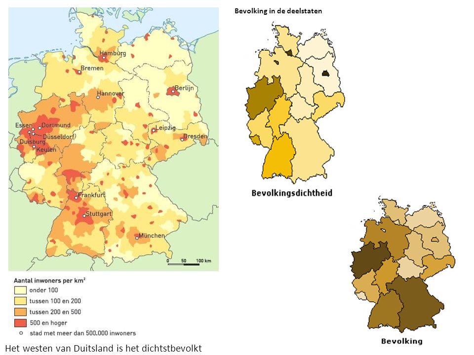 Het westen van Duitsland is het dichtstbevolkt