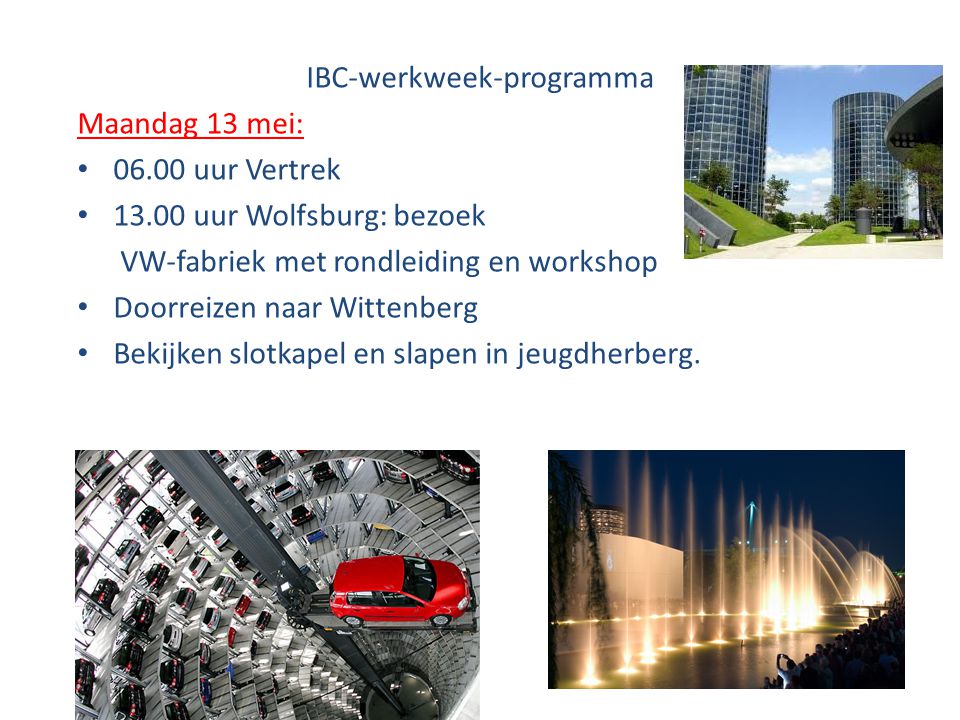 IBC-werkweek-programma