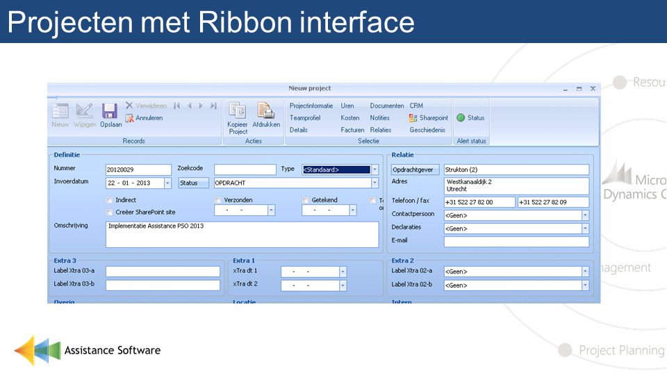 Projecten met Ribbon interface