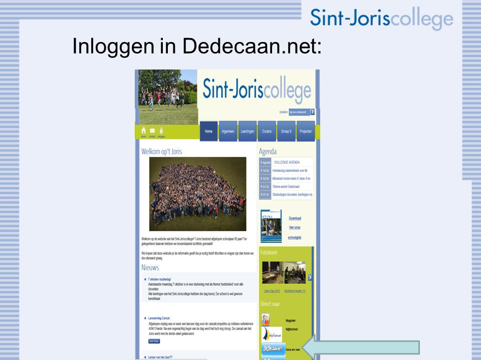 Inloggen in Dedecaan.net: