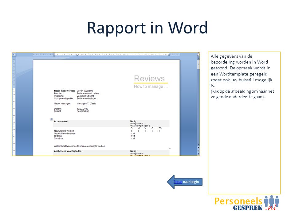 Rapport in Word