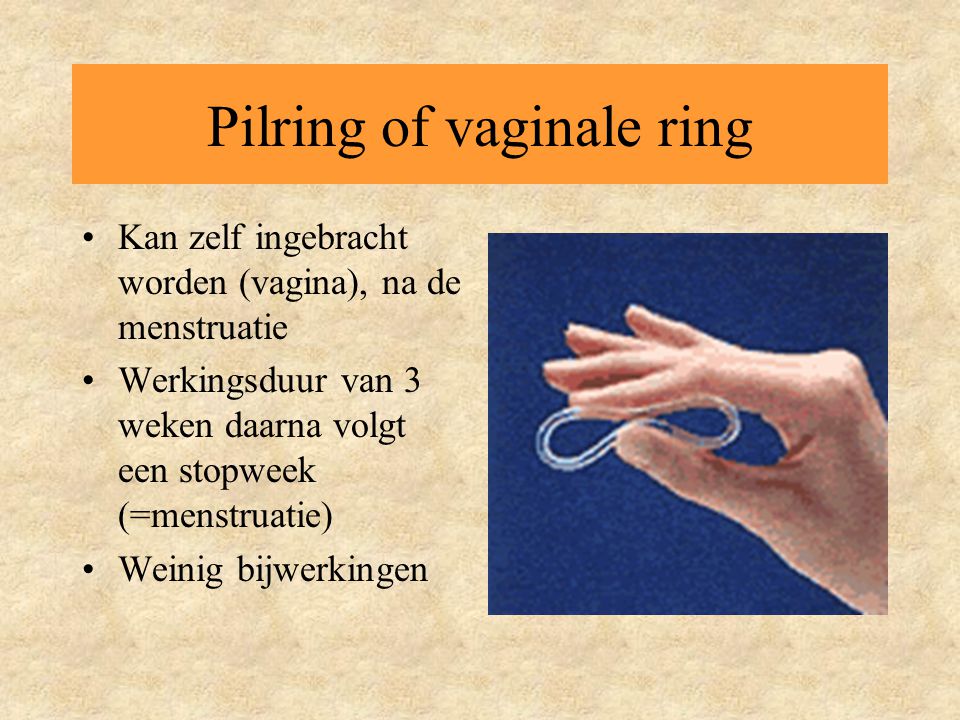 Pilring of vaginale ring